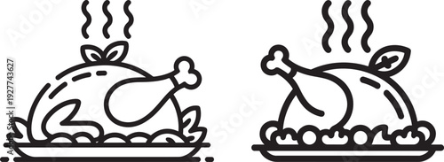 Hot Roasted Chicken or Turkey on a Platter, Steaming and Ready to Serve