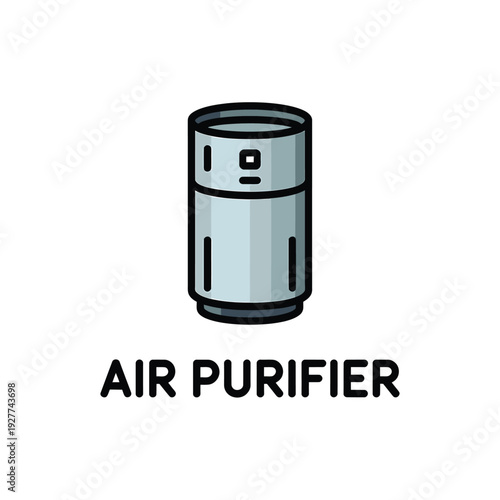 Simple illustration of a cylindrical air purifier with a control panel