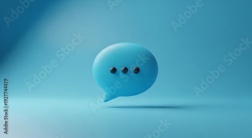 3D rendering of a blue speech bubble with three dots, symbolizing communication and messaging