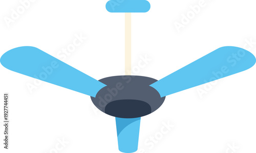 Ceiling fan with blue blades providing ventilation and air circulation