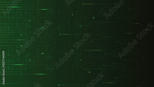 Green abstract  line technology background, futuristic connection processor with copy space, communication cyber space background