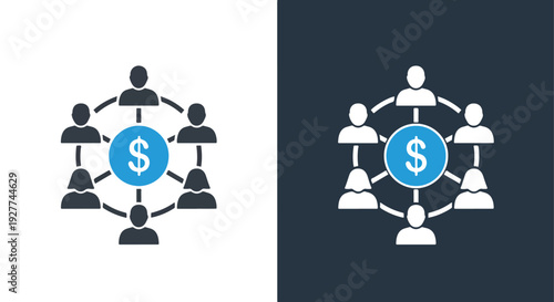 Teamwork dollar success flat design vector illustrationBlue icon set - Modern style icon - Vector icon set - Glyph and solid icon set - Icon vector - Flat Design Icon - line icon set