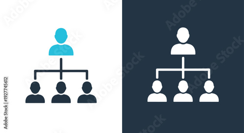 Team leadership hierarchy flat design vector illustrationBlue icon set - Modern style icon - Vector icon set - Glyph and solid icon set - Icon vector - Flat Design Icon - line icon set