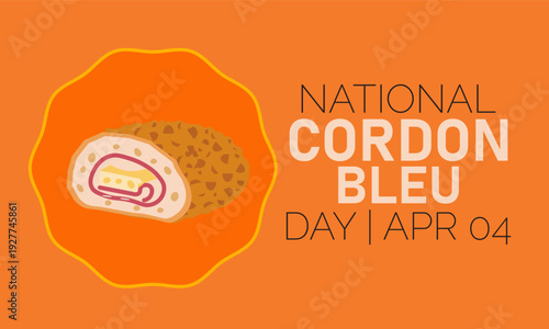 celebrating National Cordon Bleu Day on April 4th, Illustration of a delicious Cordon Bleu cheese and ham roll