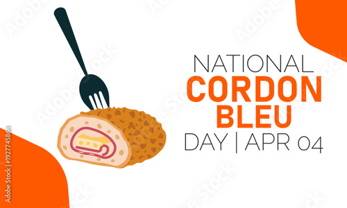 celebrating National Cordon Bleu Day on April 4th, Illustration of a delicious Cordon Bleu cheese and ham roll