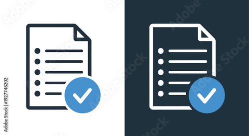 Checklist approval icons flat design vector illustrationBlue icon set - Modern style icon - Vector icon set - Glyph and solid icon set - Icon vector - Flat Design Icon - line icon set