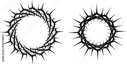 Crown Thorns Circular Frame Vector