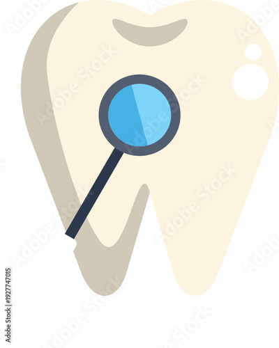 Tooth icon with an examining dental mirror for oral health and care