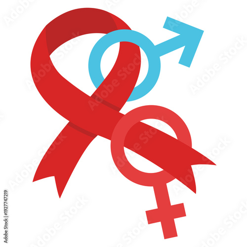 HIV Awareness Ribbon & Gender Symbols
