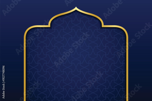 blue gradient arabic background islamic pattern gold arch decoration eid al fitr ramadan kareem eid mubarak illustration