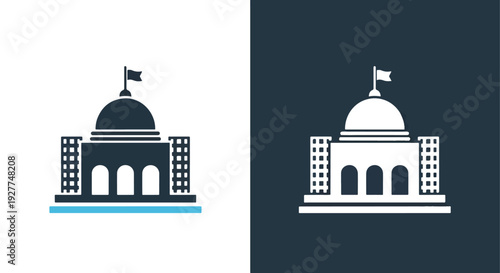 US Capitol building flat design vector illustrationBlue icon set - Modern style icon - Vector icon set - Glyph and solid icon set - Icon vector - Flat Design Icon - line icon set