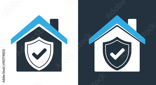 Home security shield vector icon set flat designBlue icon set - Modern style icon - Vector icon set - Glyph and solid icon set - Icon vector - Flat Design Icon - line icon set