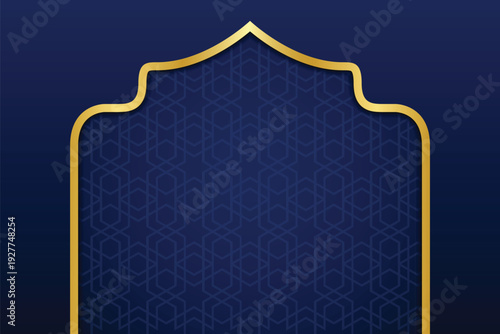blue gradient arabic background islamic pattern gold arch vector illustration eid mubarak ramadan kareem eid al fitr