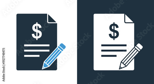 Money budget planning flat design vector illustrationBlue icon set - Modern style icon - Vector icon set - Glyph and solid icon set - Icon vector - Flat Design Icon - line icon set