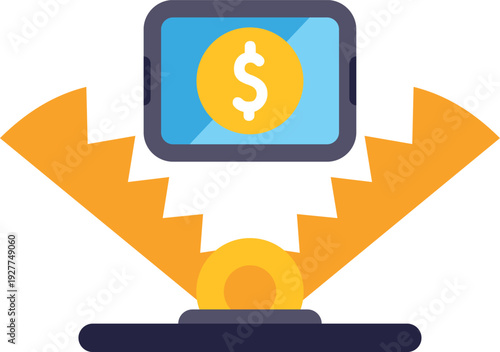 Money on a tablet screen acting as bait in a digital financial scam trap