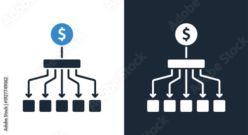 Money flow hierarchy vector icon set flat designBlue icon set - Modern style icon - Vector icon set - Glyph and solid icon set - Icon vector - Flat Design Icon - line icon set