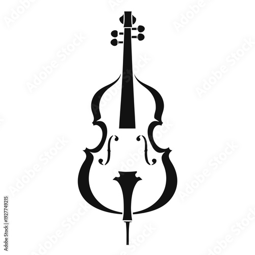 Cello or Double Bass Vector Silhouette – Minimalist Black & White Upright String Instrument Icon