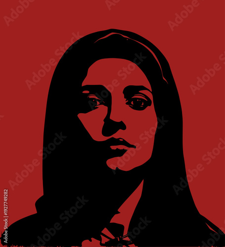 stylized silhouette of virgin marie face (artwork 1)
