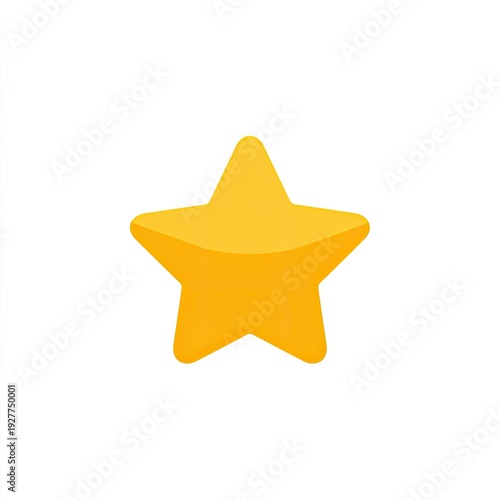 A glossy, golden five-pointed star icon against a stark white backdrop, centrally positioned