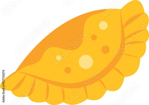Tasty golden brown empanada with crimped edges isolated on a clean white background
