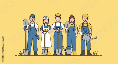 flat vector gardening people illustration
