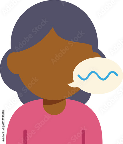 Colorful flat vector illustration of a person speaking with a speech bubble for communication concept