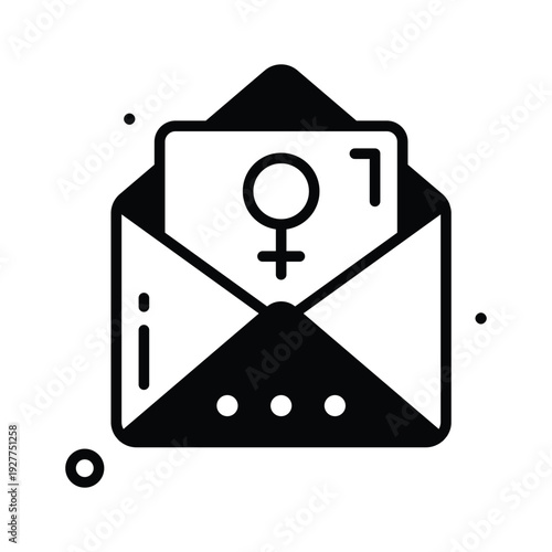 Icon of mail for womens day celebration in glyph style