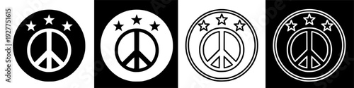 Universal Peace Symbol Graphic with Stars Representing Global Harmony and Unity
