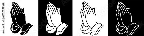 Illustration of two hands clasped in prayer, a graphic representation of devotion and spiritual reflection.