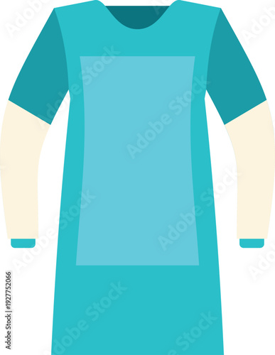 Simple flat design illustration of a turquoise medical surgical gown used in hospitals