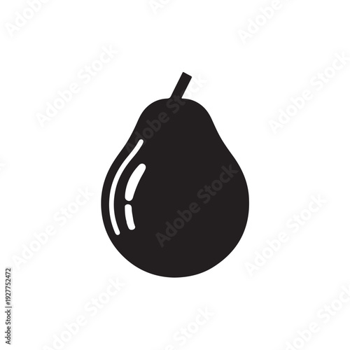 Black pear fruit silhouette icon isolated on white background.