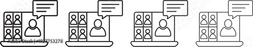 Virtual Meeting Icon Set. video conference icon set. Vector