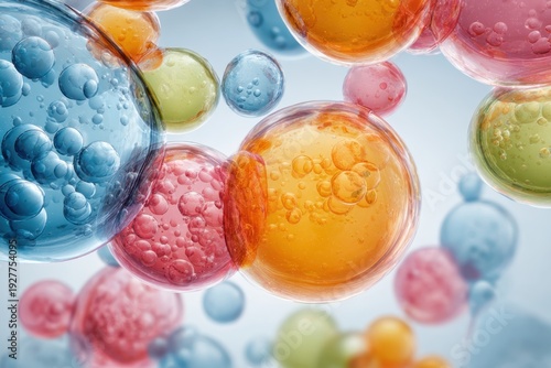 Biopolymer. Macro view of molecular nodes, polymer chains, durable materials. Engineered performance for next generation products. Structure for bioprinting research. Innovative science background.