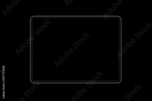 Free Download A black iPad mockup rests on a dark, textured surface. - GFXLoad