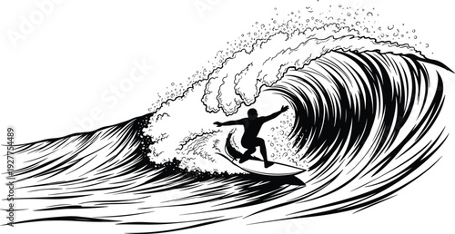 Surfer, surfing, silhouette, man, woman, board, water, sport, summer, beach, wave, ocean, lifestyle, activity, skateboard, skating, flavector, vector, illustration, collection,