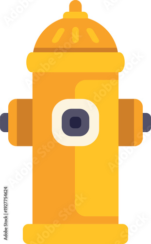 Modern yellow fire hydrant illustration with clean design isolated on white background