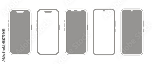 Smartphone flat templates set with blank screen