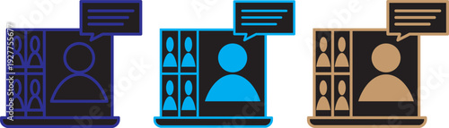 Virtual Meeting Icon Set. video conference icon set. Vector