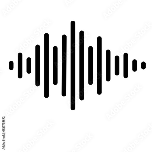 Sound waves Analog and digital audio signal. Music equalizer. Interference voice recording. High frequency radio wave. Vector audio wave spectrum element Monochrome soundwave lines rhythm symbol