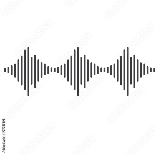 Sound waves Analog and digital audio signal. Music equalizer. Interference voice recording. High frequency radio wave. Vector audio wave spectrum element Monochrome soundwave lines rhythm symbol