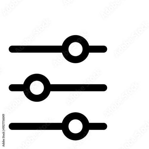 graphic equalizer illustration Vector icon representing three slider controls indicating adjustable settings or filter options in a digital interface Minimalist black and white for  volume control
