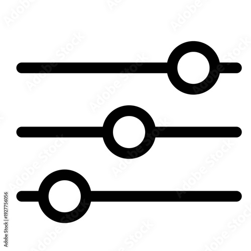 graphic equalizer illustration Vector icon representing three slider controls indicating adjustable settings or filter options in a digital interface Minimalist black and white for  volume control