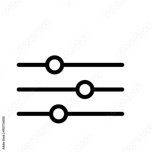 graphic equalizer illustration Vector icon representing three slider controls indicating adjustable settings or filter options in a digital interface Minimalist black and white for  volume control