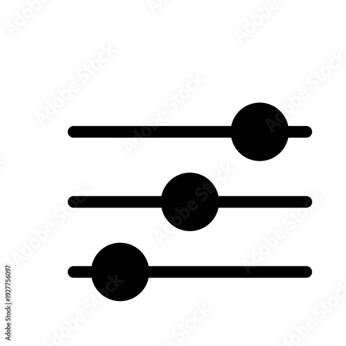 graphic equalizer illustration Vector icon representing three slider controls indicating adjustable settings or filter options in a digital interface Minimalist black and white for  volume control