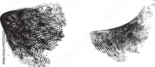 Vector particle flow formed by dynamic black textures. Organic particle shape with depth and movement. Noise texture with dynamic particle textures for design overlay.