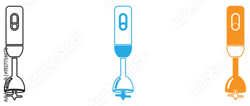 Three stylized robotic vacuum cleaners with different color schemes and designs isolated on transparent background, Vector