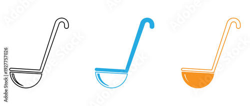 Three differently styled spoons illustrated in a minimalist design with varying colors. isolated on transparent background, Vector