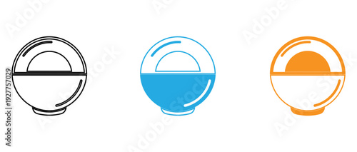 Three stylized circular icons representing different phases of water. isolated on transparent background, Vector