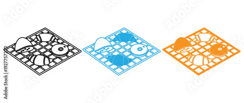 Abstract geometric patterns in diamond shapes with varying color and complexity isolated on transparent background, Vector