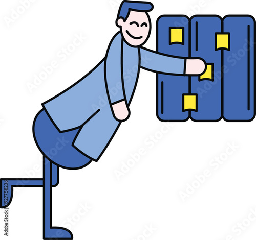 Man lifting heavy suitcases with effort